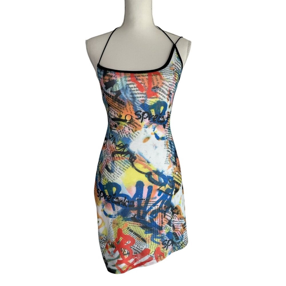 superdown Merson Strappy Mini Dress in Black Multi Medium New Womens - Picture 4 of 9